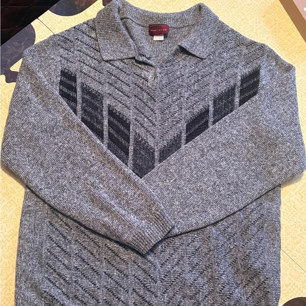 Vintage Gray and Black Knit Sweater